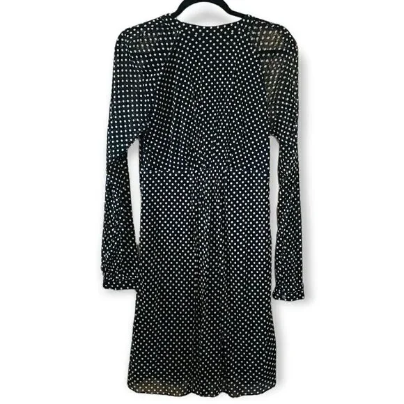𝅺bcbg MAX AZRIA Dress Black Polka Dot Chiffon Summer - Picture 2 of 6